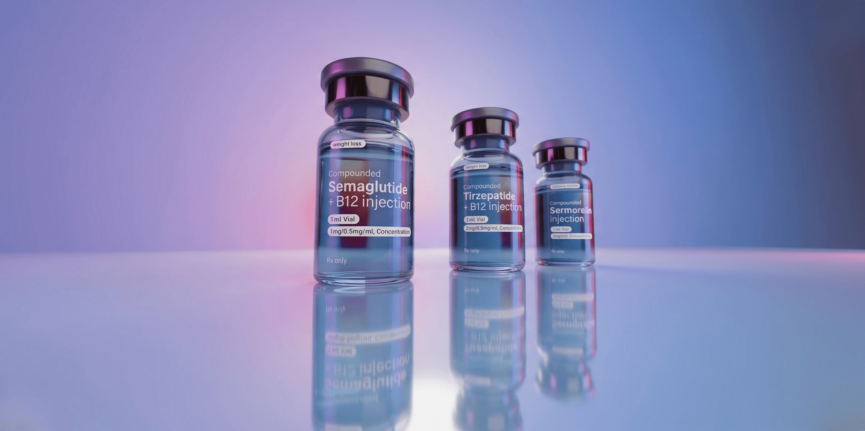 RivenMD product lineup, compounded Semaglutide, Tirzepatide, and supporting therapies.